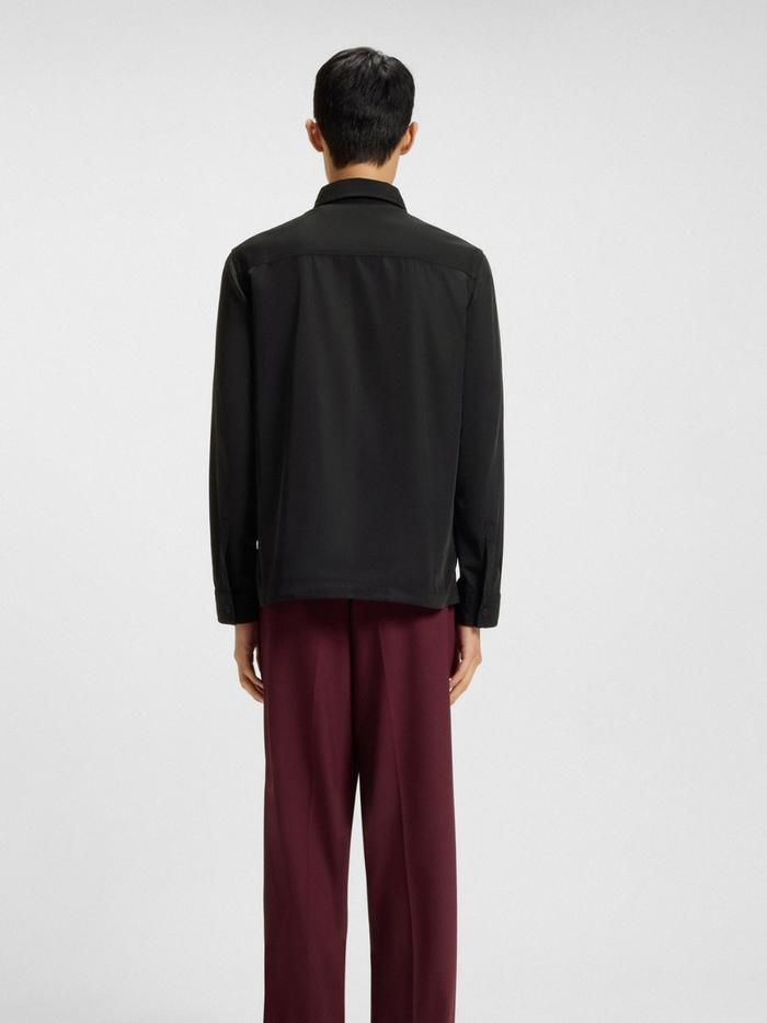 HUGO Enaso Oversized-Fit Shirt With Stacked-Logo Badge Black - MAISONDEFASHION.COM
