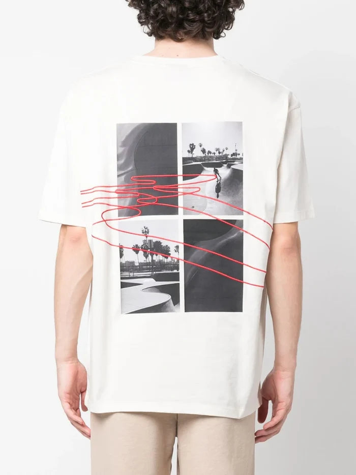 HUGO Graphic-print T-shirt Beige - MAISONDEFASHION.COM