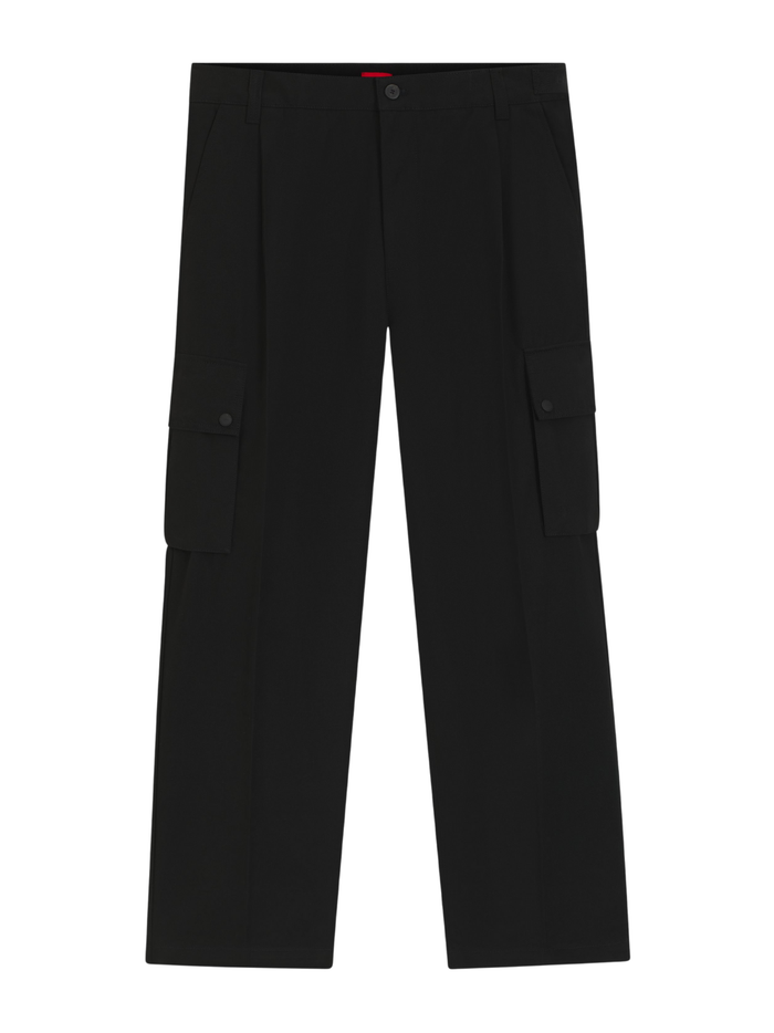 HUGO Graysen253 Slim-Fit Cargo Trousers In Mercerised Cotton Black - MAISONDEFASHION.COM