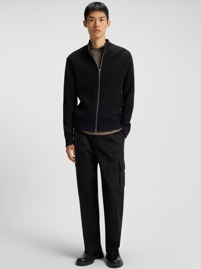 HUGO Graysen253 Slim-Fit Cargo Trousers In Mercerised Cotton Black - MAISONDEFASHION.COM