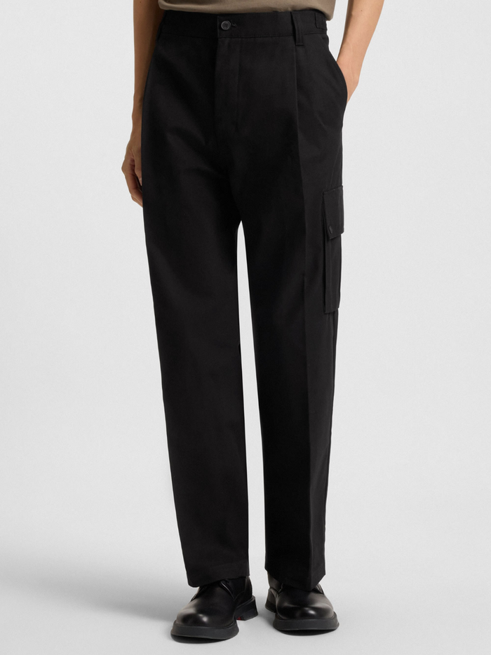 HUGO Graysen253 Slim-Fit Cargo Trousers In Mercerised Cotton Black - MAISONDEFASHION.COM