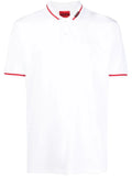 HUGO Logo-edge cotton polo shirt White - MAISONDEFASHION.COM