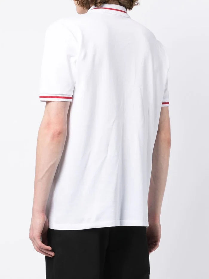 HUGO Logo-edge cotton polo shirt White - MAISONDEFASHION.COM