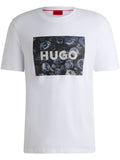 HUGO Logo Graphic Print Cotton T-Shirt White - MAISONDEFASHION.COM