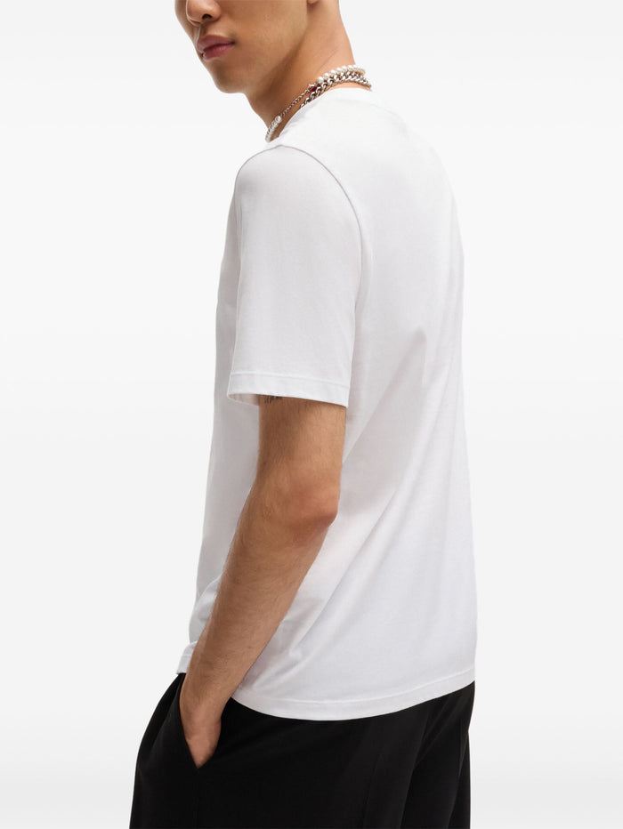 HUGO Logo Graphic Print Cotton T-Shirt White - MAISONDEFASHION.COM