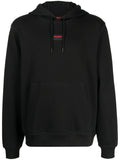 HUGO Logo-patch Detail Hoodie Black - MAISONDEFASHION.COM