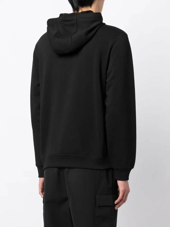 HUGO Logo-patch Detail Hoodie Black - MAISONDEFASHION.COM