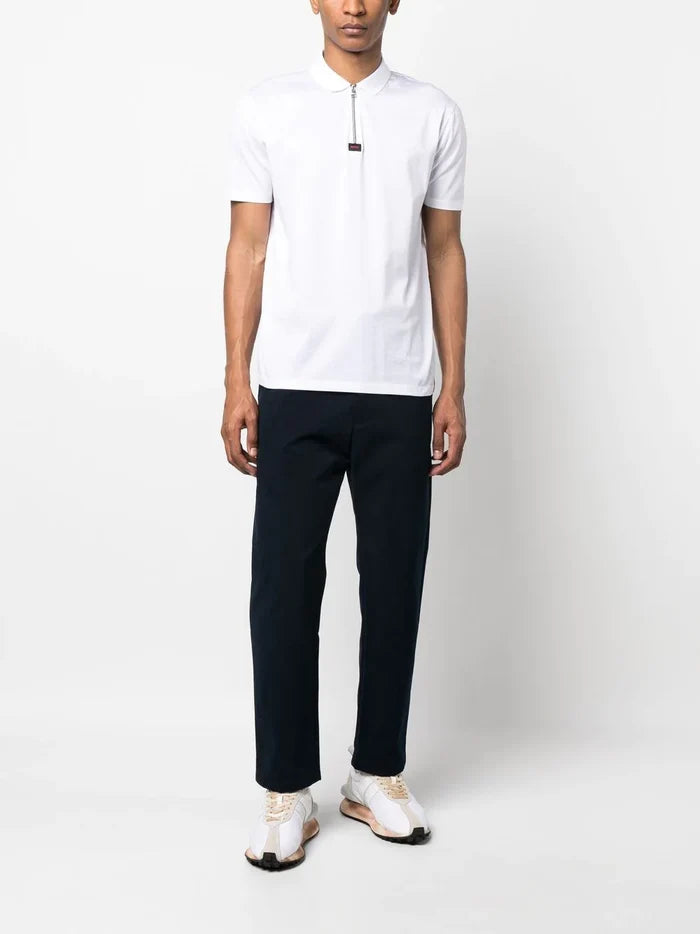 HUGO Logo-patch Detail Polo Shirt Open White - MAISONDEFASHION.COM