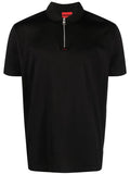 HUGO Logo-patch Zipped Polo Shirt Black - MAISONDEFASHION.COM