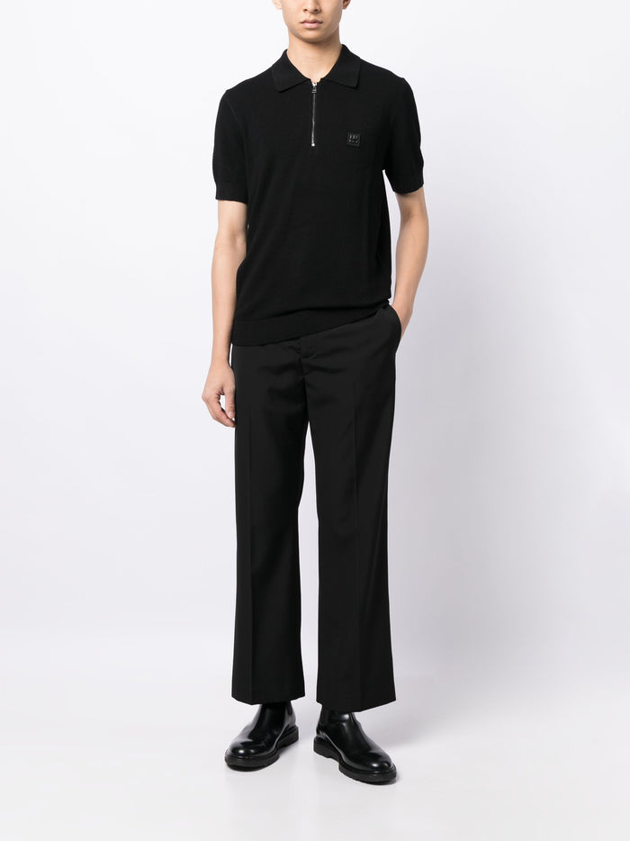 HUGO MEN Logo-patch Zipped Polo Shirt Black - MAISONDEFASHION.COM