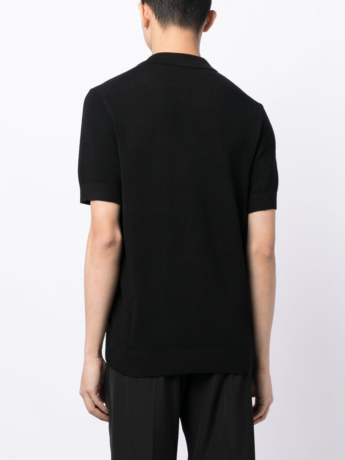 HUGO MEN Logo-patch Zipped Polo Shirt Black - MAISONDEFASHION.COM