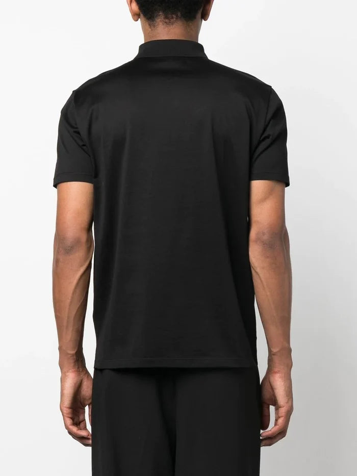 HUGO Logo-patch Zipped Polo Shirt Black - MAISONDEFASHION.COM