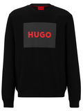HUGO Logo-print Cotton Sweatshirt Black - MAISONDEFASHION.COM