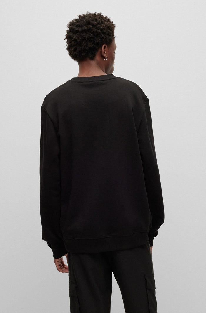 HUGO Logo-print Cotton Sweatshirt Black - MAISONDEFASHION.COM