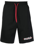 HUGO Logo-print Track Shorts Black - MAISONDEFASHION.COM