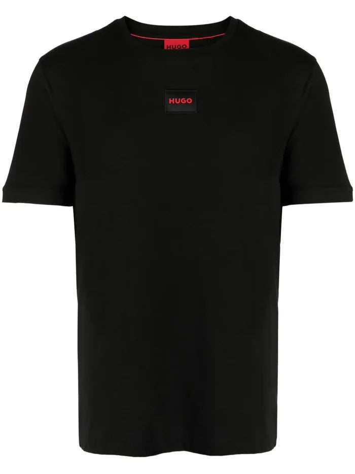 HUGO Diragolino Logo Patch T-shirt Black - MAISONDEFASHION.COM