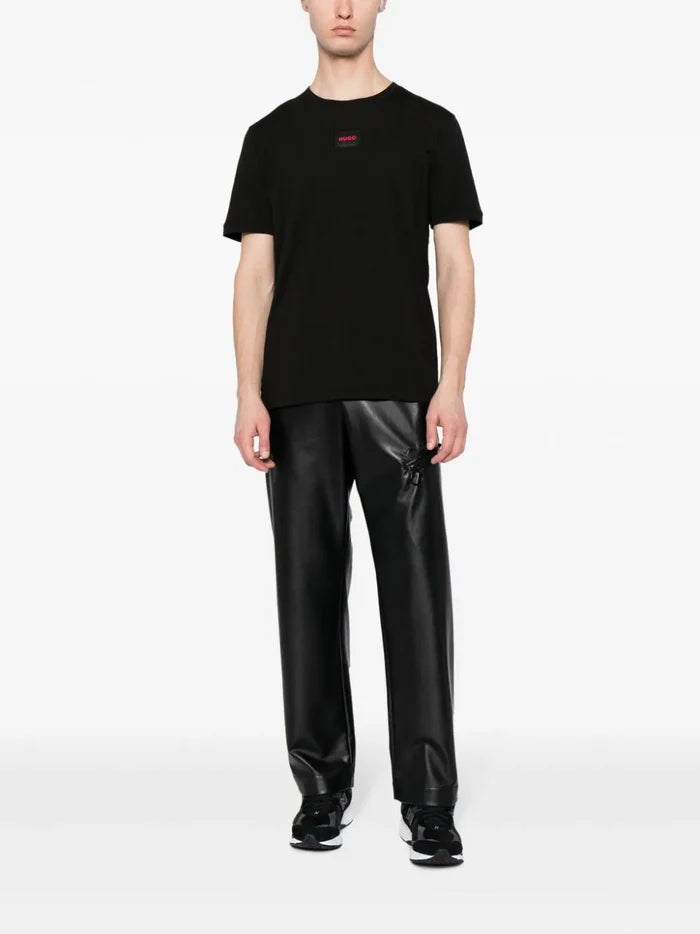 HUGO Diragolino Logo Patch T-shirt Black - MAISONDEFASHION.COM
