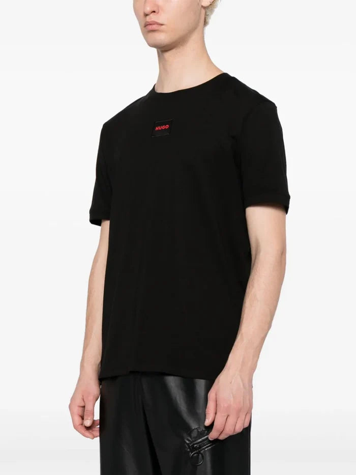 HUGO Diragolino Logo Patch T-shirt Black - MAISONDEFASHION.COM