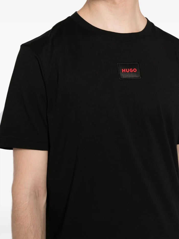 HUGO Diragolino Logo Patch T-shirt Black - MAISONDEFASHION.COM