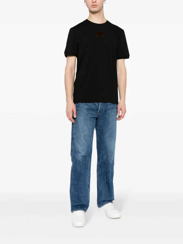 HUGO MEN Diragolino_V Logo Patch T-Shirt Black - MAISONDEFASHION.COM