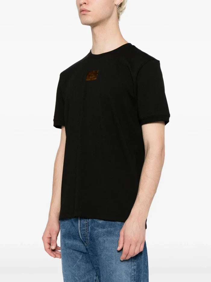 HUGO MEN Diragolino_V Logo Patch T-Shirt Black - MAISONDEFASHION.COM