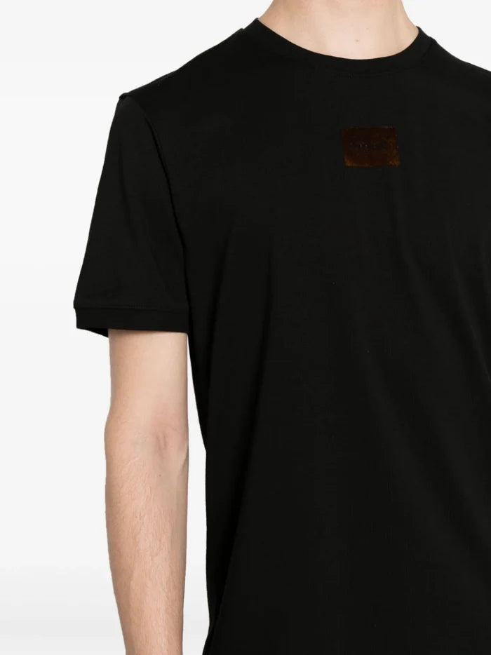 HUGO MEN Diragolino_V Logo Patch T-Shirt Black - MAISONDEFASHION.COM