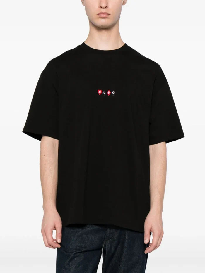 HUGO MEN Dorki Oversized Short-sleeved T-shirt Black - MAISONDEFASHION.COM