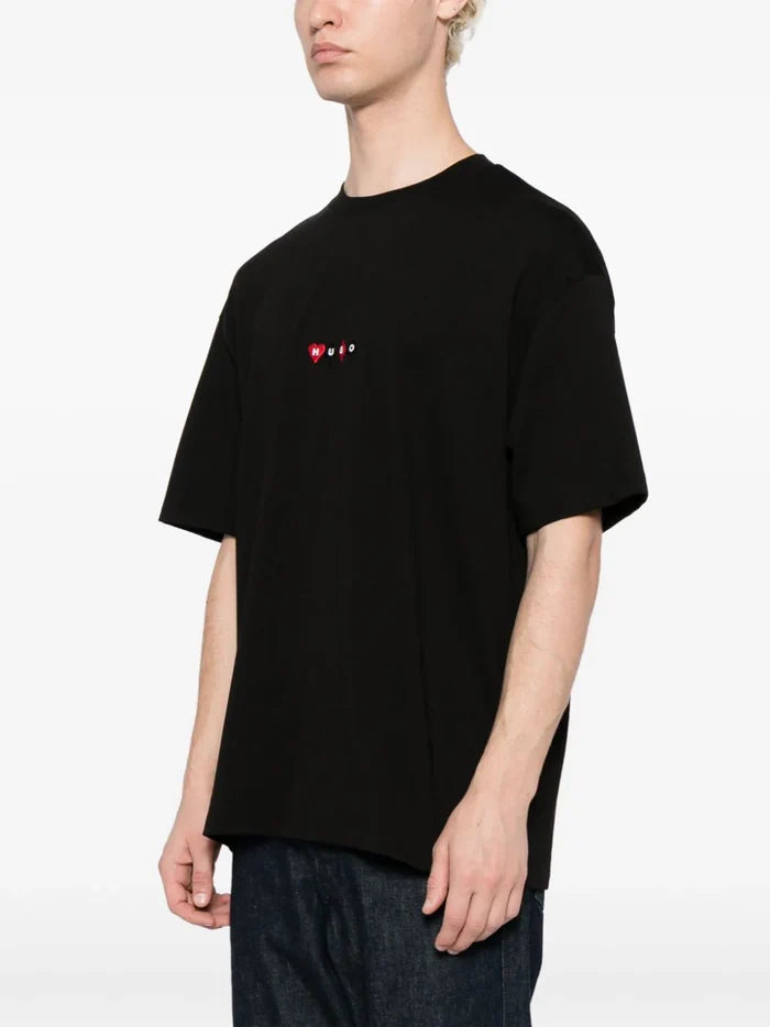 HUGO MEN Dorki Oversized Short-sleeved T-shirt Black - MAISONDEFASHION.COM