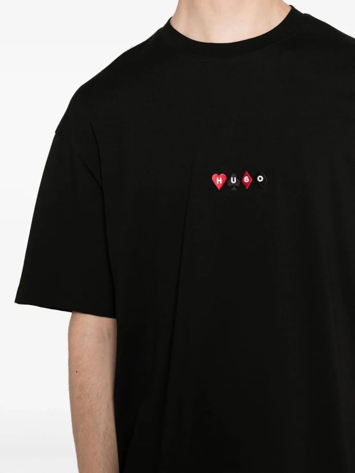 HUGO MEN Dorki Oversized Short-sleeved T-shirt Black - MAISONDEFASHION.COM