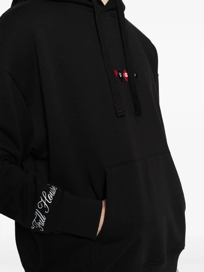 HUGO MEN Graphic-print Cotton Hoodie Black - MAISONDEFASHION.COM