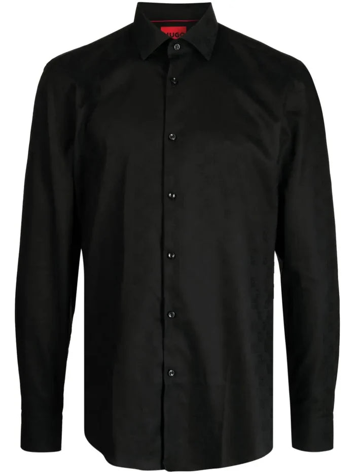 HUGO MEN Kenno Slim-fit Long-sleeved Shirt Black - MAISONDEFASHION.COM