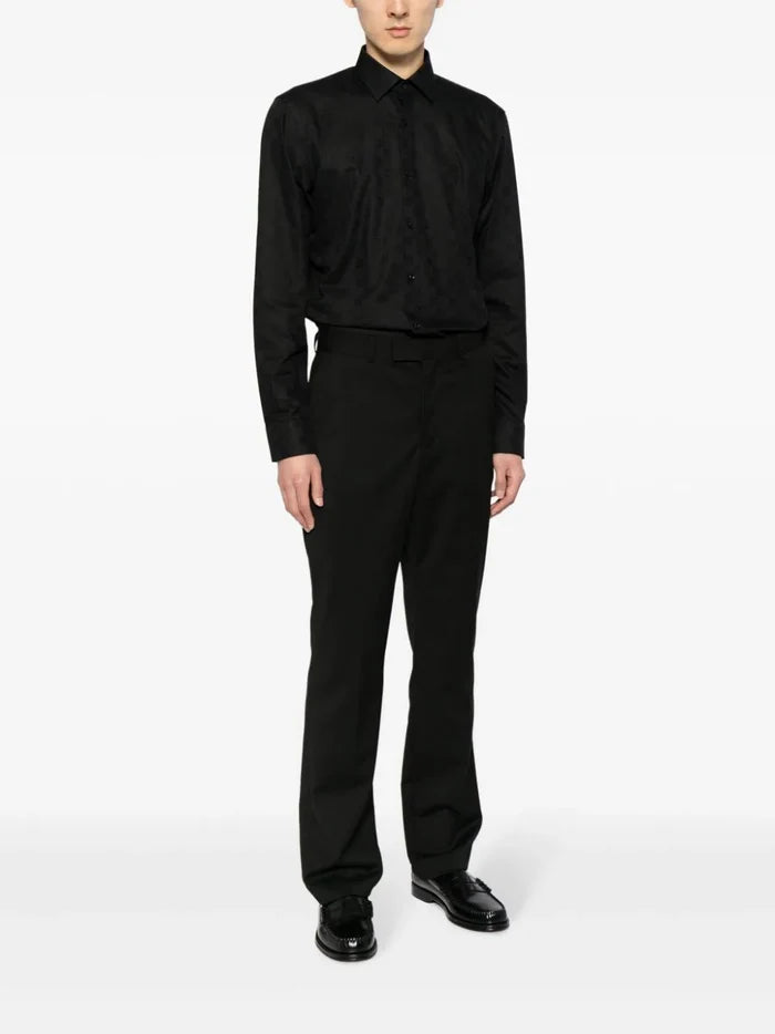 HUGO MEN Kenno Slim-fit Long-sleeved Shirt Black - MAISONDEFASHION.COM