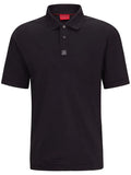 HUGO MEN Logo-tape Cotton Polo Shirt Black - MAISONDEFASHION.COM