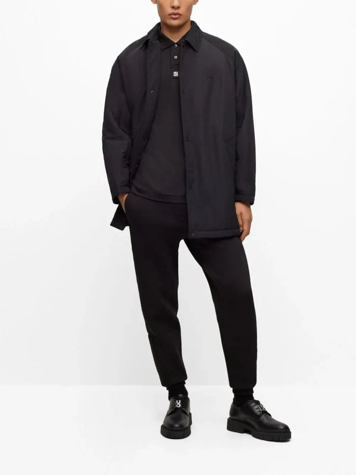 HUGO MEN Logo-tape Cotton Polo Shirt Black - MAISONDEFASHION.COM