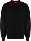 HUGO MEN Logo-Tape Jersey Sweatshirt Black - MAISONDEFASHION.COM