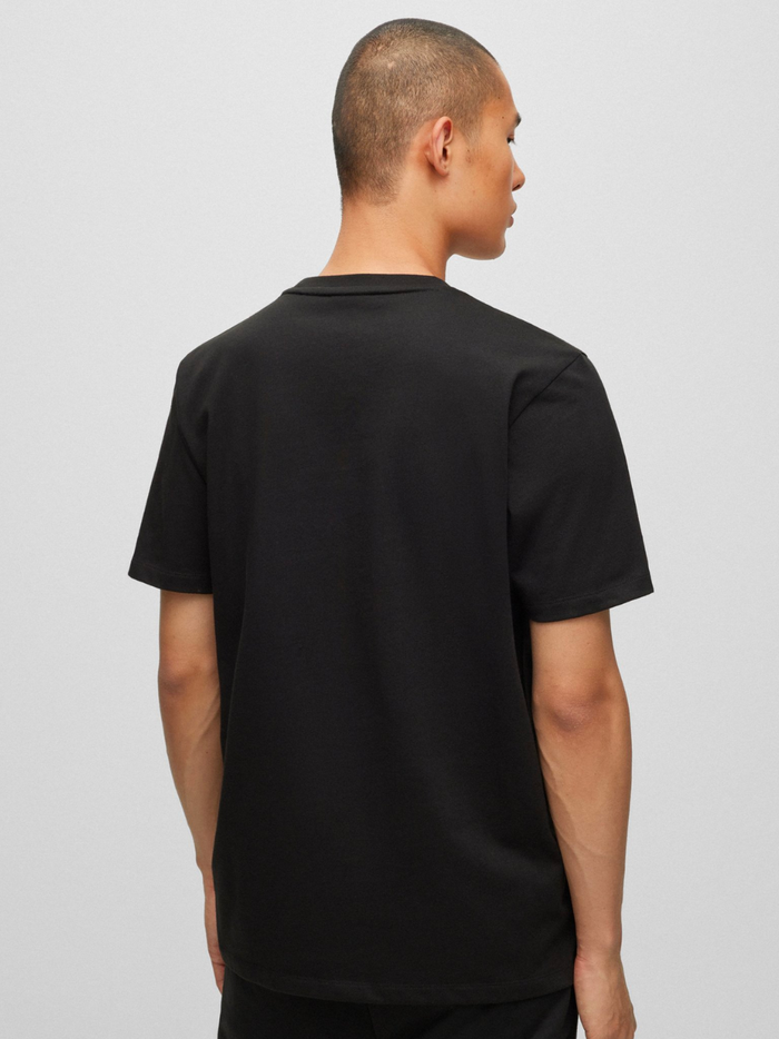 HUGO MEN Metallic Logo-print Cotton T-shirt Black - MAISONDEFASHION.COM
