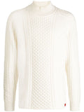 HUGO MEN  Oversized-Fit Cable-Knit Mock Neck Sweater Open White - MAISONDEFASHION.COM