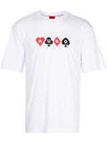 HUGO MEN Playing Card Logo-Print Relaxed-fit T-shirt White - MAISONDEFASHION.COM