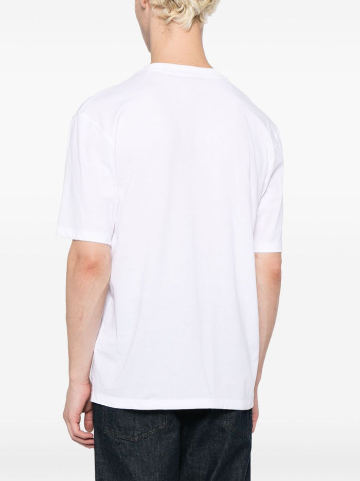 HUGO MEN Playing Card Logo-Print Relaxed-fit T-shirt White - MAISONDEFASHION.COM
