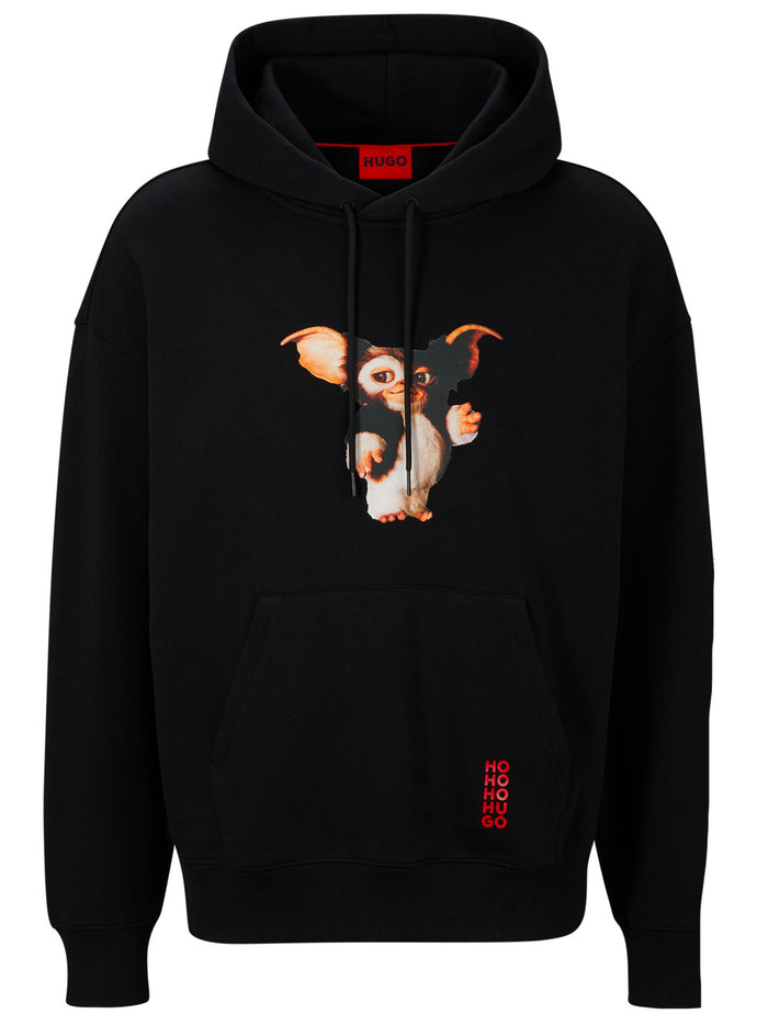 HUGO MEN Gremlins Graphic Print Hoodie Black - MAISONDEFASHION.COM