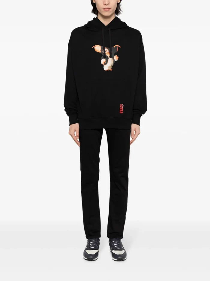 HUGO MEN X Gremlins Graphic-Print Cotton Hoodie Black - MAISONDEFASHION.COM
