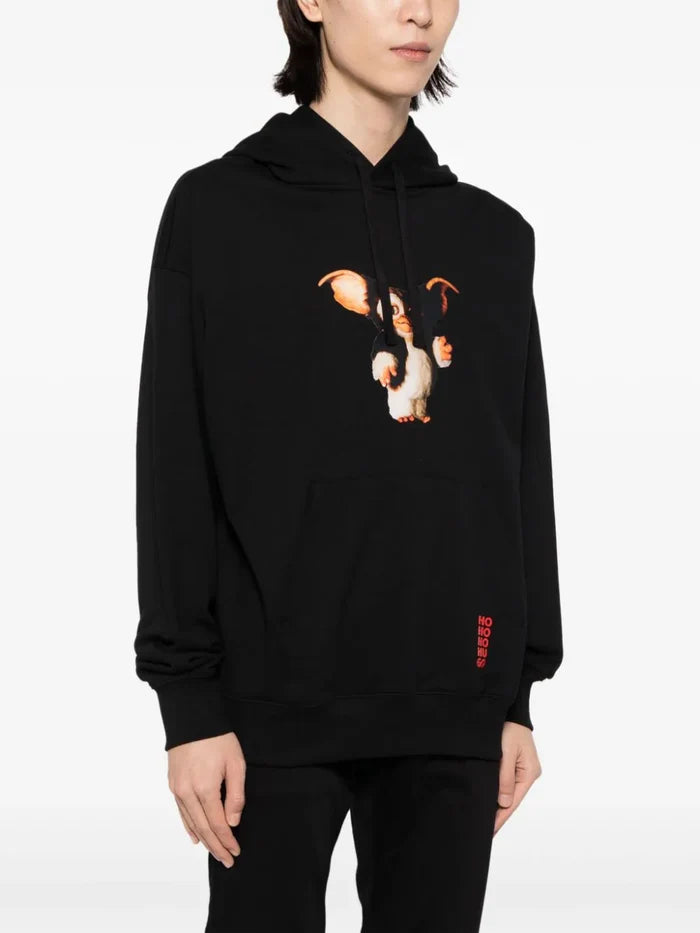 HUGO MEN X Gremlins Graphic-Print Cotton Hoodie Black - MAISONDEFASHION.COM