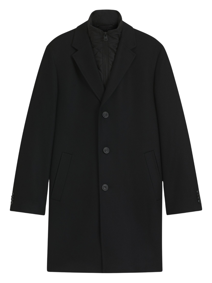 HUGO Milogan2541 Wool-Blend Coat With Quilted Inner Vest Black - MAISONDEFASHION.COM