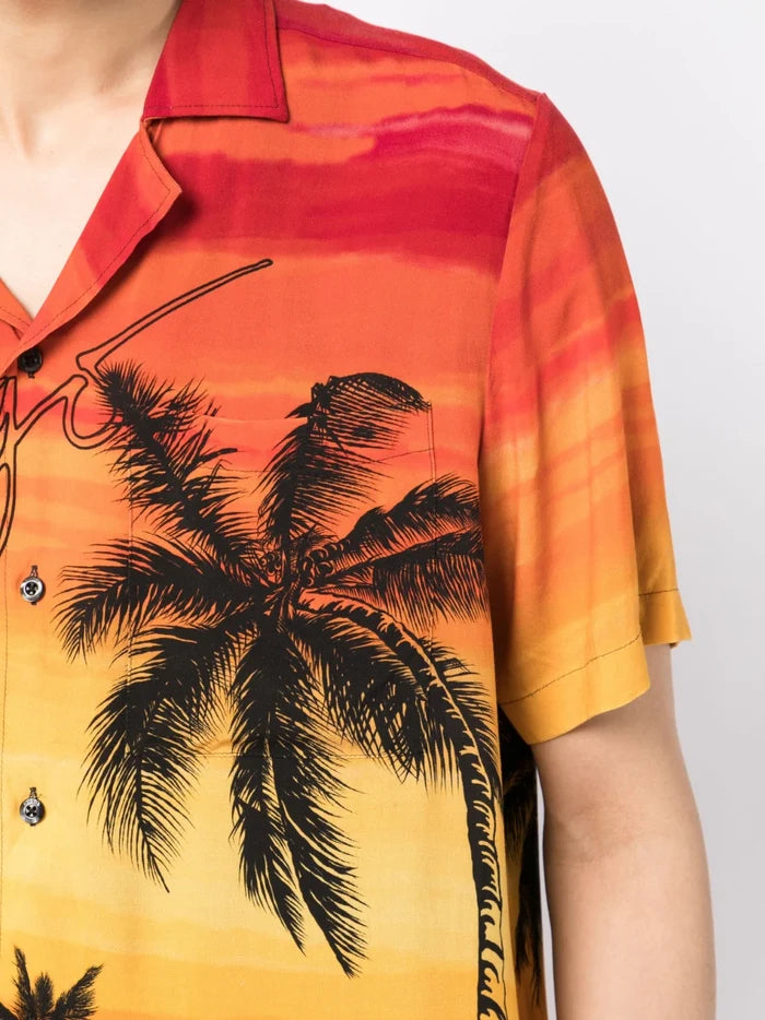 HUGO Palm-print Relaxed-fit Shirt Multicolour - MAISONDEFASHION.COM
