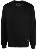 HUGO Relaxed-Fit Cotton Blend Sweatshirt With Chain Collar Black - MAISONDEFASHION.COM