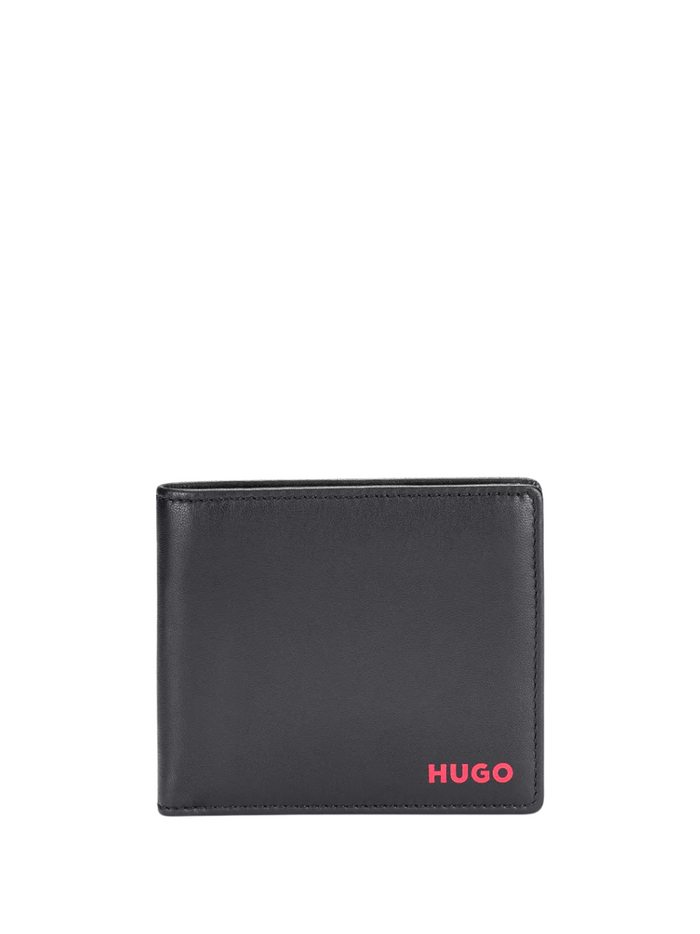 HUGO Subway Leather Bi-fold Wallet Black - MAISONDEFASHION.COM