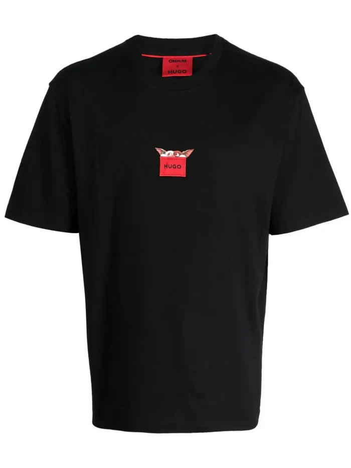 HUGO UNISEX  X Gremlins Graphic Print Logo T-Shirt Black - MAISONDEFASHION.COM