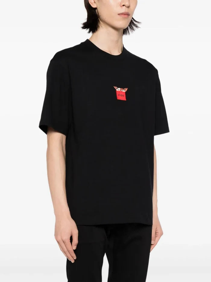 HUGO UNISEX  X Gremlins Graphic Print Logo T-Shirt Black - MAISONDEFASHION.COM