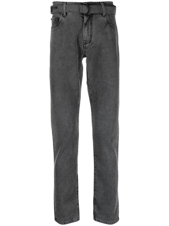 OFF-WHITE Industrial Belt Skinny Jeans Grey/Black - MAISONDEFASHION.COM