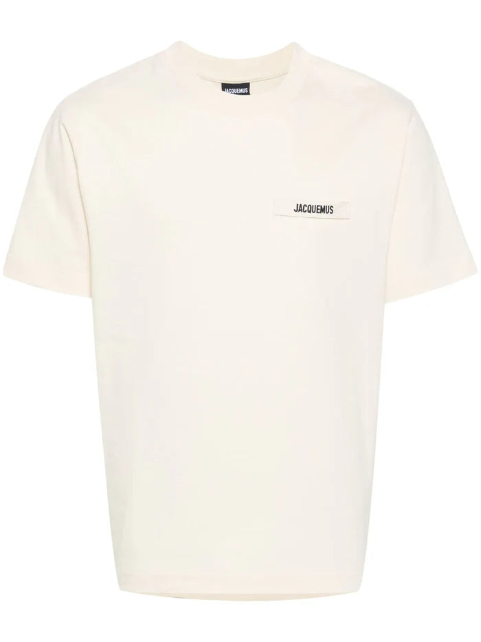 JACQUEMUS Le T-Shirt Gros Grain Cotton Beige - MAISONDEFASHION.COM
